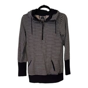 JO&CO Jeans Womens Half Zip Hoodie Pull-over Sweater Striped Long